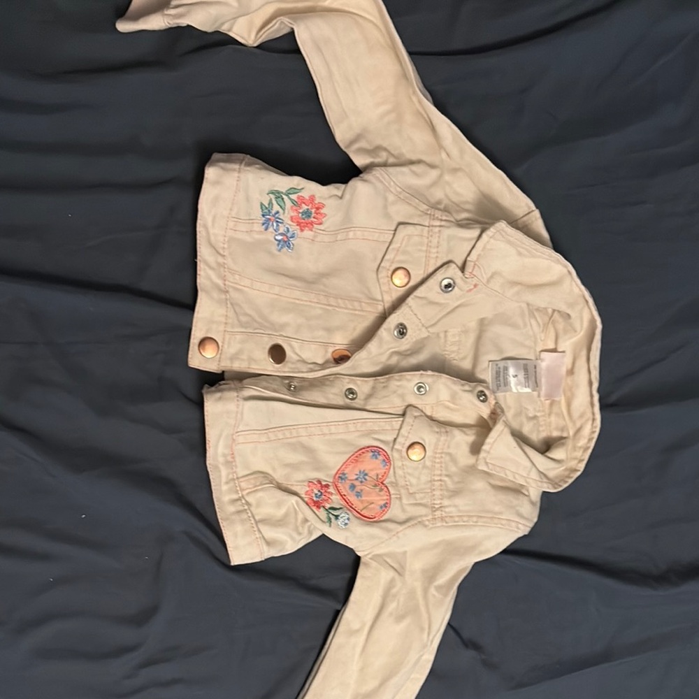 Kids Embroidered Tan Jacket